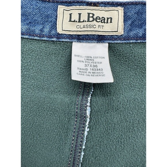 LL Bean Flannel Lined Heavy Natural Fit Jeans (Men's 37x36) Blue Great condition - Picture 5 of 10